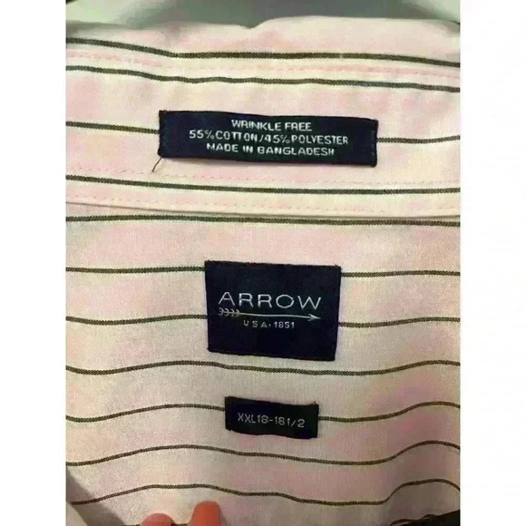 Men's Arrow Pink Dress Shirt Size XXL  18-18/12 - Picture 2 of 3